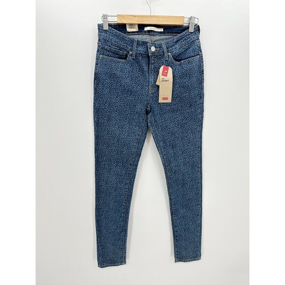 Levi's 711 Skinny Denim Jeans Animal Print Leopard Cotton Stretch Women 27 NWT - Picture 1 of 9